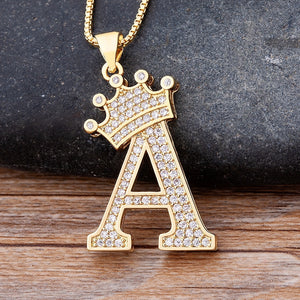 New Luxury Gold Plated Zircon Necklace A-Z
