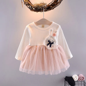 Baby Girl Dress "Bunny" Pink or White 6-24m