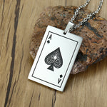 Lucky Ace Of Spades Necklace Stainless Steel or Black Plated