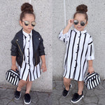 Girls Black & White Striped Summer Dress 1y-6y