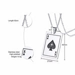 Lucky Ace Of Spades Necklace Stainless Steel or Black Plated