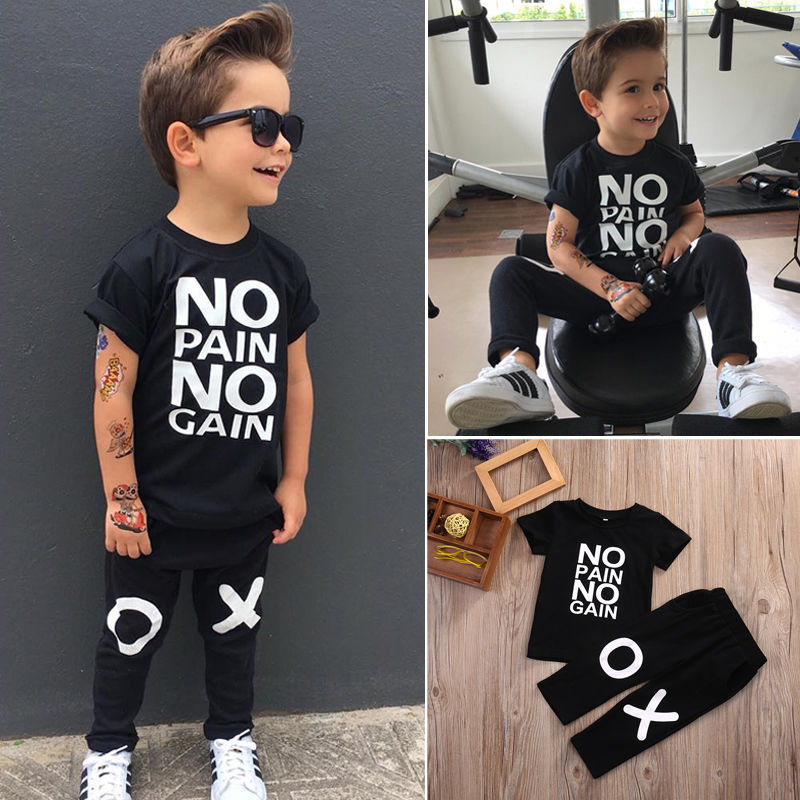 NO PAIN NO GAIN Boys Outfits set 2-6yrs