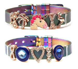 Mesh Bracelets Bangles with Different Charms  For Women Kids Gift