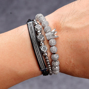 New Luxury Bead Bracelet Silver, Black, Rose or Gold Plated