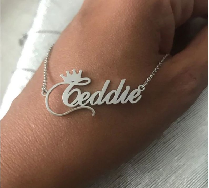 Personalized Name Crown Necklace in Gold, Silver or Rose Gold plated