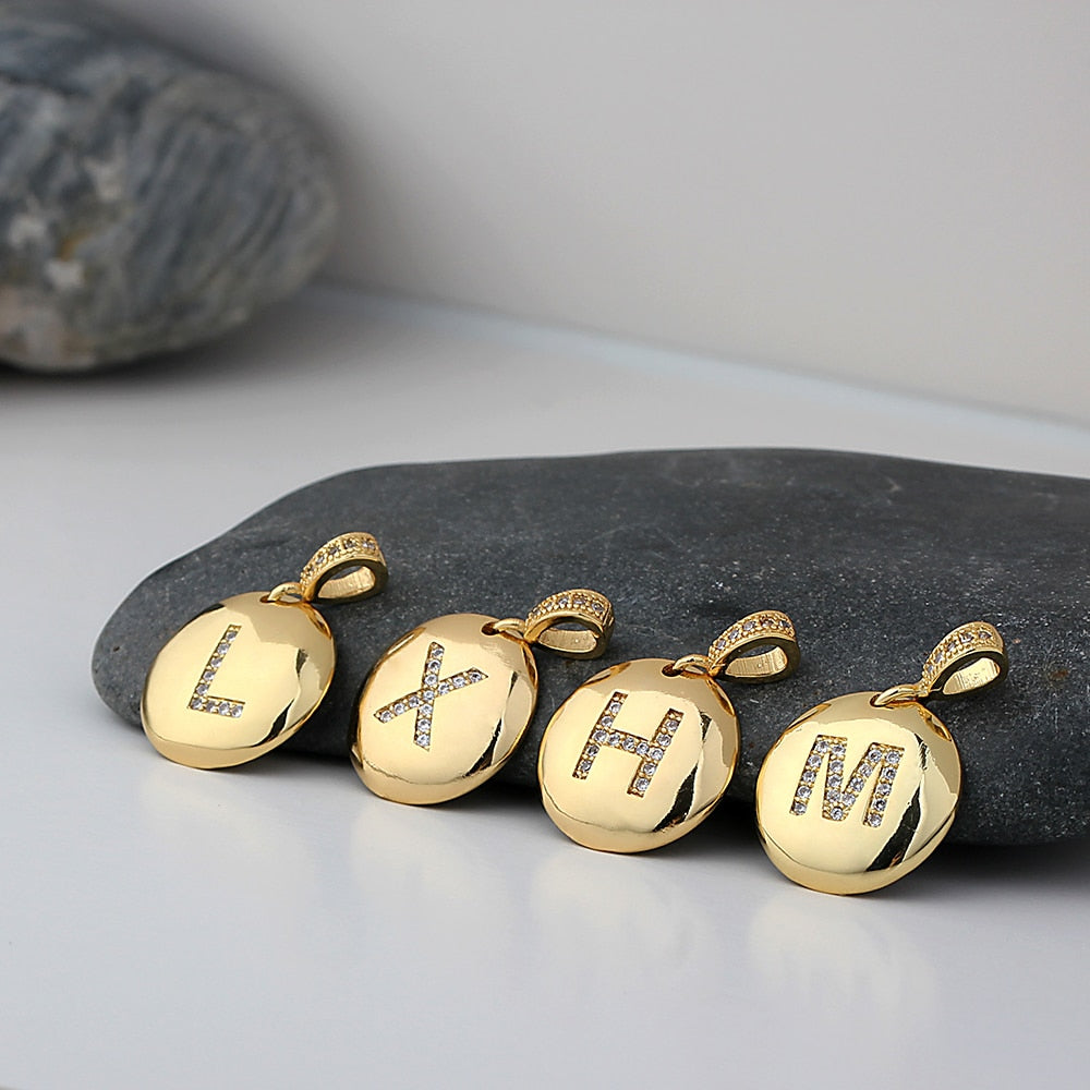 New Gold Plated Zircon Necklace A-Z