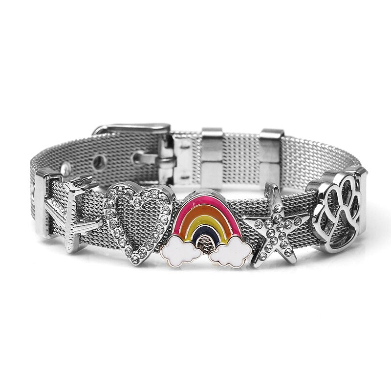 Mesh Bracelets Bangles with Different Charms  For Women Kids Gift