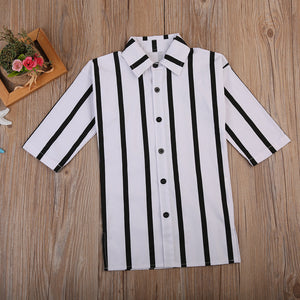 Girls Black & White Striped Summer Dress 1y-6y