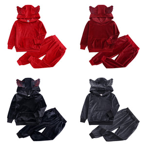 Kids Velvet Wing outfit 4 colors 12m-6yrs