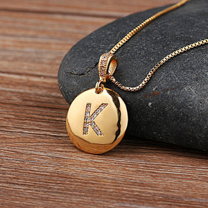 New Gold Plated Zircon Necklace A-Z
