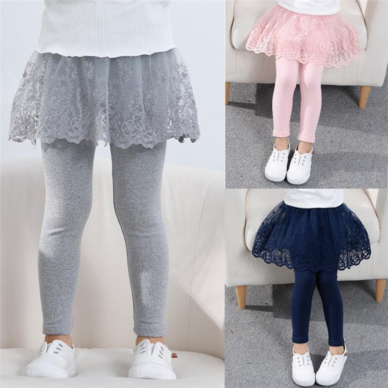 Girls Cotton Leggings with Skirt 2-7yrs