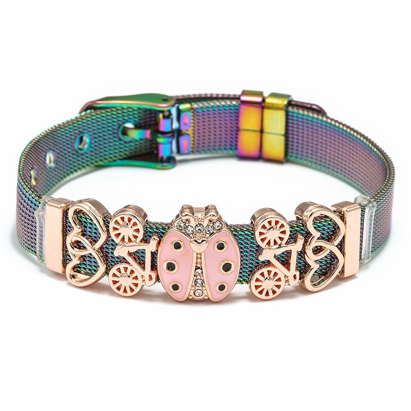 Mesh Bracelets Bangles with Different Charms  For Women Kids Gift