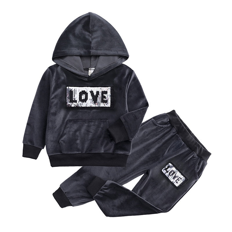 Velvet track suit "Love" 4 colors 12m-6yrs