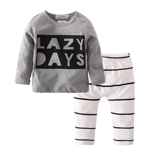 2Pcs Organic Cotton Baby Boy Set "Lazy Days" 0-24m
