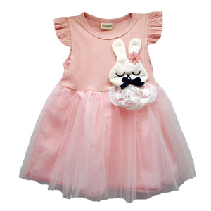 Baby Girl Dress "Bunny" Pink or White 6-24m
