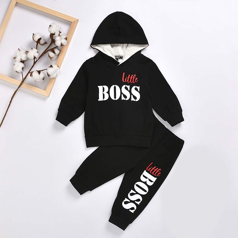 Boys Little Boss Black or Red Tracksuit 2y-6y