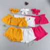 "Chloe" off the shoulder top, shorts and headband (2T-6T)