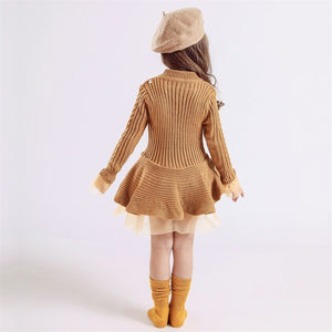 Knitted Chiffon Girl Dress 3-8yrs