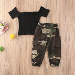 2Pcs Girls Camouflaged or Rainbow Outfit "Noelle" 4 Colors 1-6y