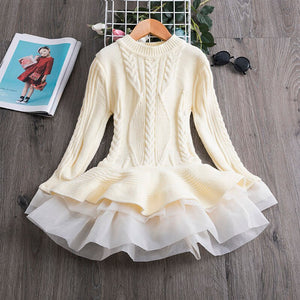 Knitted Chiffon Girl Dress 3-8yrs