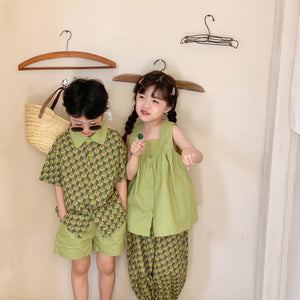 Sister & Brother Green Matching 2pcs sets (12M-7T)