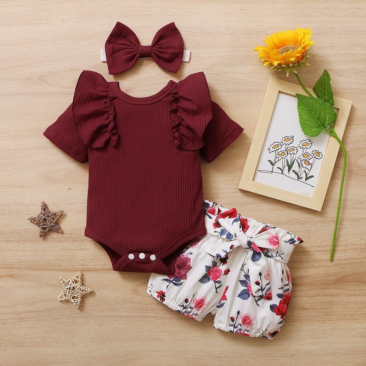 3Pcs Baby girl set multiple colors 0-24m 'Maeve Collection'