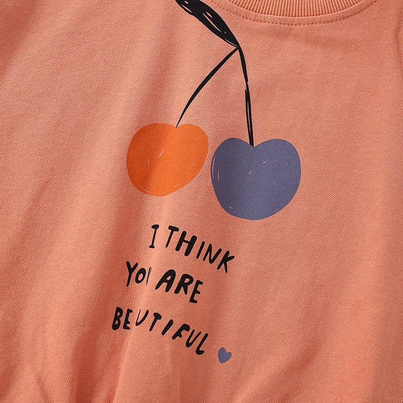 Cherry Sweatshirt "I Think You Are Beautiful" 2T-7T