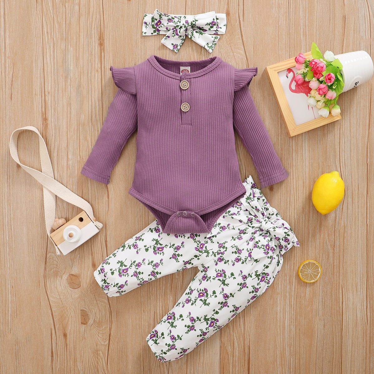 3Pcs Baby girl set multiple colors 0-24m 'Maeve Collection'